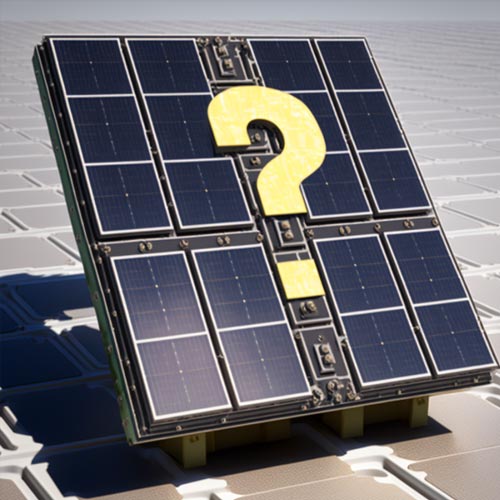 Solar panel with question mark